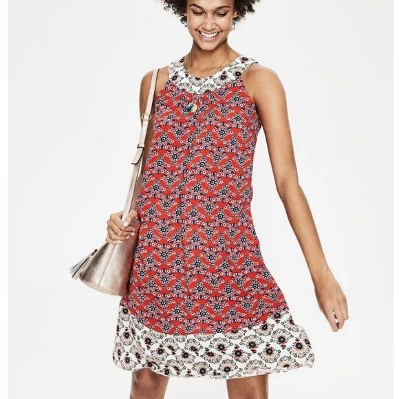 Boden Sleeveless Printed Swing Dress Women’s UK 14L US 10L Boho Party Casual - Picture 1 of 11